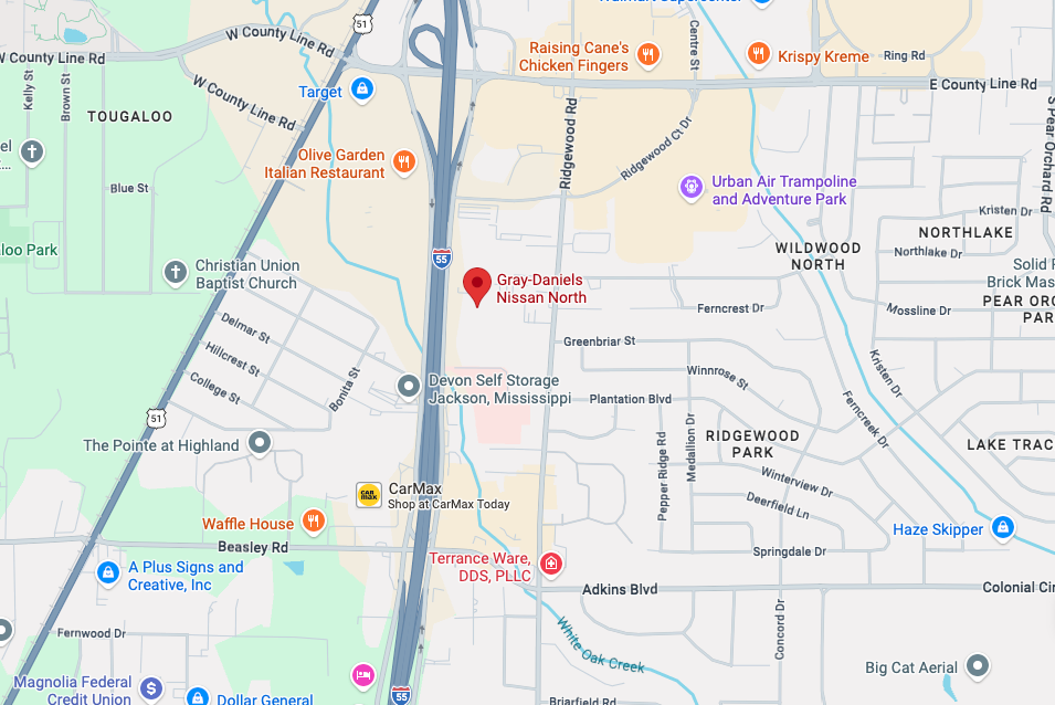 Map showing Gray-Daniels Nissan North in Jackson